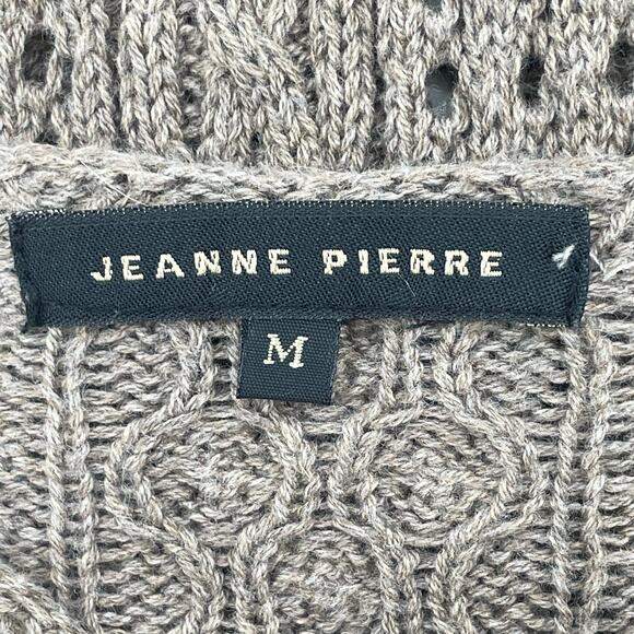 Jeanne Pierre 100% Cotton Women's Open Knit Sweater, Taupe, Sz. M Fishnet - Picture 4 of 10